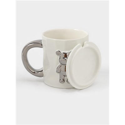 УЦЕНКА Кружка «Стильный мишка » 350 мл 12×8.5×9 см белый с ложкой