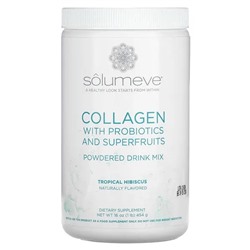 Solumeve, смесь для приготовления напитка с коллагеном, пробиотиками и суперфруктами, со вкусом тропических фруктов и гибискуса, 454 г (16 унций)