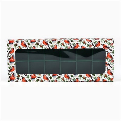 Коробка складная под 12 конфет новогодняя «Снегири», 3.5×10.5×26.5 см