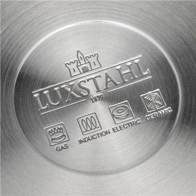 Сотейник LUXSTAHL, 10 л, d=28 см, h=16 см, металлическая крышка, капсульное дно, индукция, нержавеющая сталь