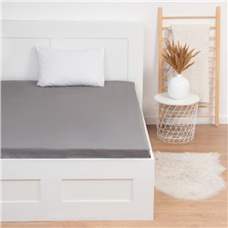 Простыня евро «Этель», 200×220 см, серая, хлопок 100%, поплин