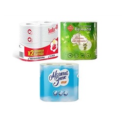 Туалетная бумага SunDay Velis Classic 2-х слойная Белая, 4шт,