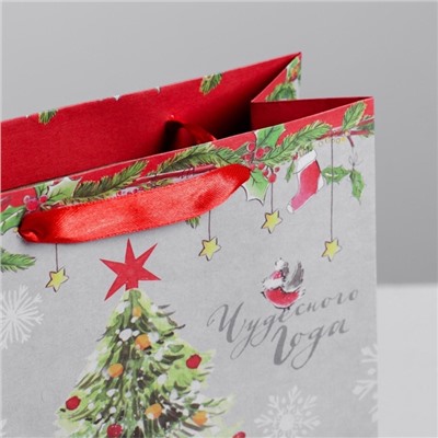 Пакет подарочный новогодний крафтовый «Новогоднего чуда», 23×27×11.5 см