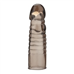Дымчатая насадка-удлинитель Ribbed Realistic Penis Enhancing Sleeve Extension - 15,2 см.