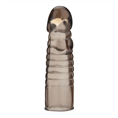 Дымчатая насадка-удлинитель Ribbed Realistic Penis Enhancing Sleeve Extension - 15,2 см.