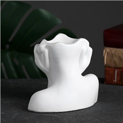 Фигурное кашпо для цветов «Майя», 90 мл, 13.5×9 см, гипс, белое