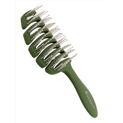 Dewal Щетка для волос туннельная с нейлоновой щетиной, 12 рядов, зелёный 21104