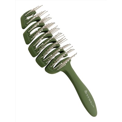 Dewal Щетка для волос туннельная с нейлоновой щетиной, 12 рядов, зелёный 21104