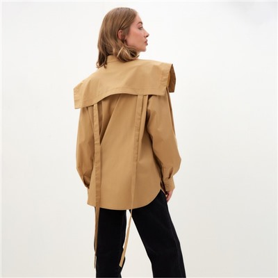 Рубашка женская с лентами MINAKU: Casual Collection, размер 50, бежевая