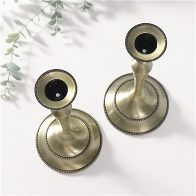 Металлический подсвечник на 1 свечу «Сканди», набор 2 шт., бронза, 24.5×10×10 см