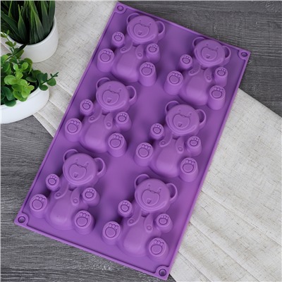 Форма для выпечки 6 ячеек силиконовая Зверята Мишки / HL-275 /уп 200/ 0,11/ 29*17*2