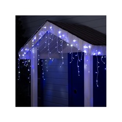 Гирлянда «Бахрома» 4×0.6 м, IP44, белая нить, 180 LED, свечение бело-синее, мигание, 220 В
