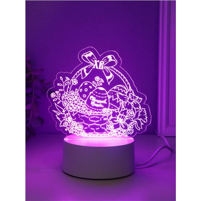 Светильник 3D RISALUX «Пасхальная корзинка», LED-ночник, RGB, от сети, 9.5×17×16.3 см