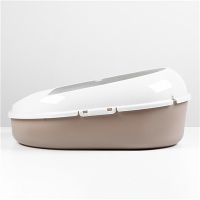 Лоток для кошек с бортом, сеткой и совком «Космо» 51.9×37.8×21.3 см, коричневый