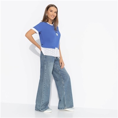 Футболка прямого силуэта, Романтика с перчинкой (синяя)