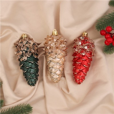 Ёлочные игрушки 3 шт. «Шишка Коул» 12×4 см, микс