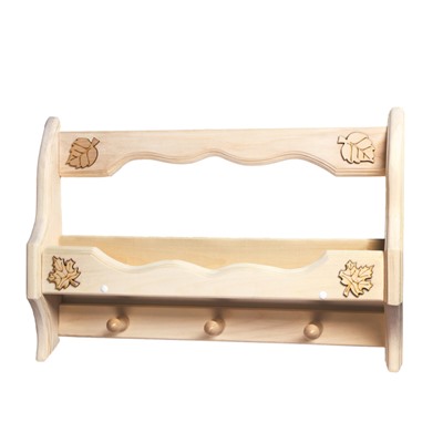 Полка - вешалка для бани и сауны «Волна», липа, 53×37×9 см, 3 крючка