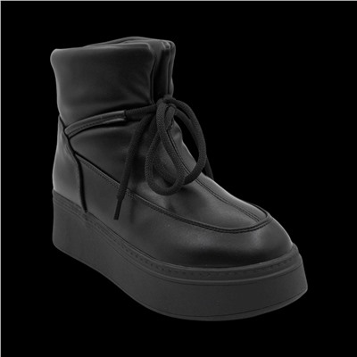 Ботинки на меху D320 черные п/п