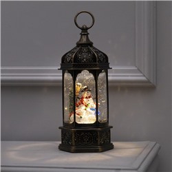 Светодиодная фигура «Фонарь со снеговиками» 13×28.5×12 см, пластик, батарейки ААх3 (не в комплекте), USB, свечение тёплое белое