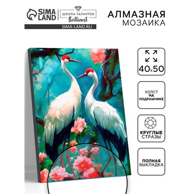 Алмазная вышивка полное заполнение «Аисты», на раме, 40×50 см