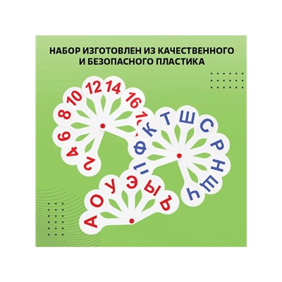 Набор веер-касс, гласные, согласные, цифры от 1 до 20, Calligrata TOP, плотные, 3 штуки, пакет с европодвесом