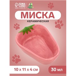 Миска керамическая для грызунов «Клубника» 10×11×4 см