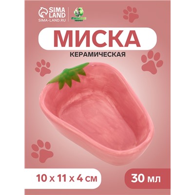 Миска керамическая для грызунов «Клубника» 10×11×4 см