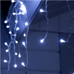 Гирлянда «Бахрома» 3 × 0.6 м, IP44, УМС, белая нить, 160 SMD-LED, свечение белое, 220 В