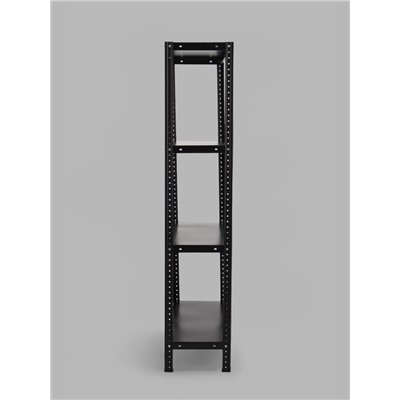 Стеллаж металлический для склада, 4 полки, дерево, 150×75×30 см, чёрный