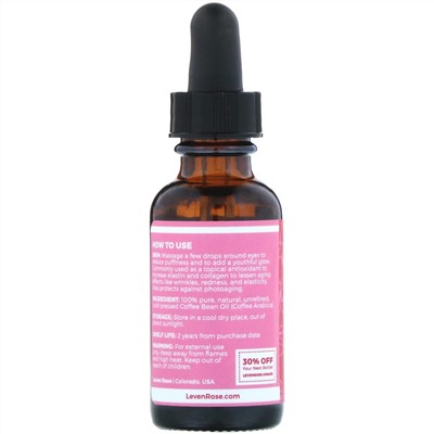 Leven Rose, На 100% чистое и натуральное масло из кофейных зерен, 30 мл (1 жидк. унция)