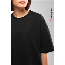 Женская футболка оверсайз из футера двухнитки Happyfox