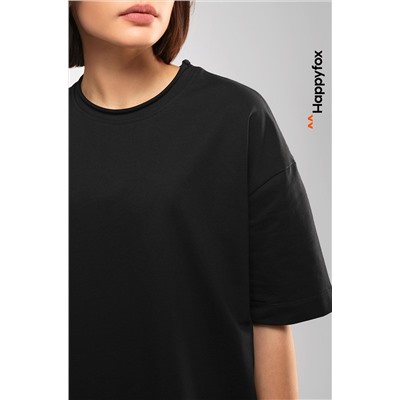 Женская футболка оверсайз из футера двухнитки Happyfox