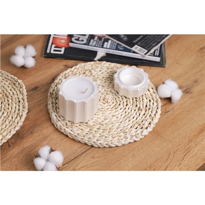 Салфетка сервировочная на стол Доляна «Косичка», плетёная, d=25 см, бежевая