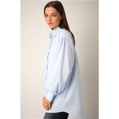 Женская удлиненная рубашка оверсайз с широкими рукавами Happyfox