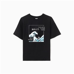 Футболка для мальчика, цвет черный, рост 140 см