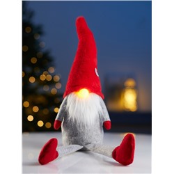 Фигура текстиль «Гномик в красной шапке» 60 см, 1 LED, от батареек LR1130×3, свечение тёплое белое
