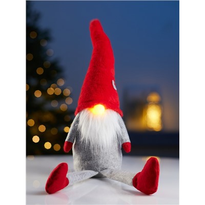 Фигура текстиль «Гномик в красной шапке» 60 см, 1 LED, от батареек LR1130×3, свечение тёплое белое