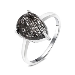 Кольцо, рутиловый кварц черный, Джеймс