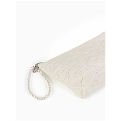 Косметичка женская «Цветочки», на молнии, ручка из бусин, молочная