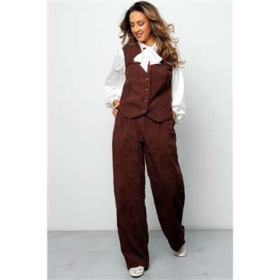 Костюм с брюками вельветовый с жилеткой 399BRN НАТАЛИ, 1087800