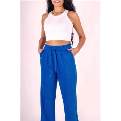 Трикотажные брюки со стрелкой, на резинке (Синий)