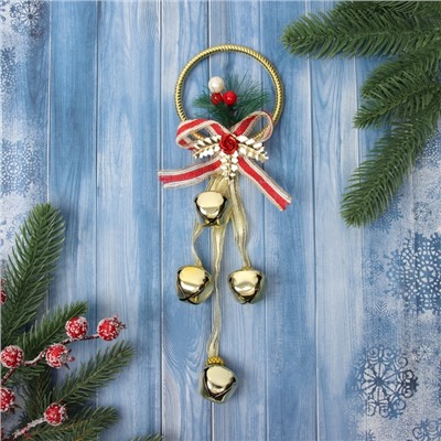 Украшение ёлочное «Зимнее волшебство. Настроение», новогоднее, 23×8 см, в виде венка, золотистое