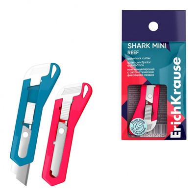 Нож канцелярский 13 мм 62756 Shark Mini Reef автоматическая фиксация лезвия ErichKrause