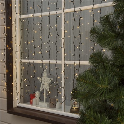 УЦЕНКА Гирлянда «Занавес», 2×1.5 м, 3 Вт, IP44, УМС, 360 LED, 220 В, свечение тёплое белое