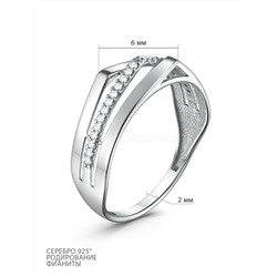 Кольцо из серебра с фианитами родированное 925 пробы К-4513-Р