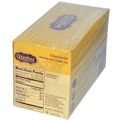 Celestial Seasonings, Травяной чай, без кофеина, ромашка, 20 чайных пакетиков, 0,9 унций (25 г)
