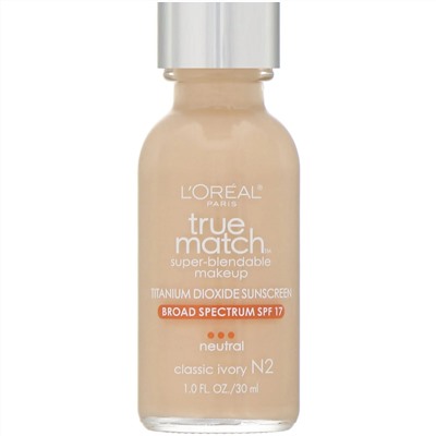 L'Oreal, тональная основа True Match Super-Blendable Makeup, оттенок N2 «Слоновая кость», 30 мл (1 жидк. унция)