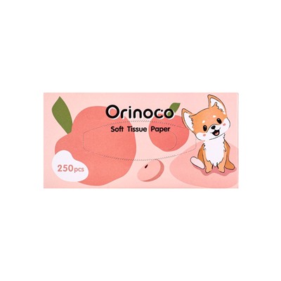 Салфетки бумажные в коробке Orinoco "Персик", 250 шт.
