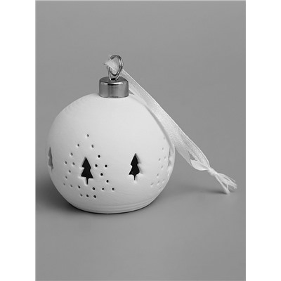 Ёлочный шар «Ёлочки», 6.9×6.9×5.9 см, 1 LED, керамика, от батареек LR44×2, свечение тёплое белое