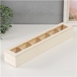 Шкатулка для росписи дерево со стеклом и делениями «Прямоугольная», для творчества, декора, без замка, 45×8.5×6.5 см